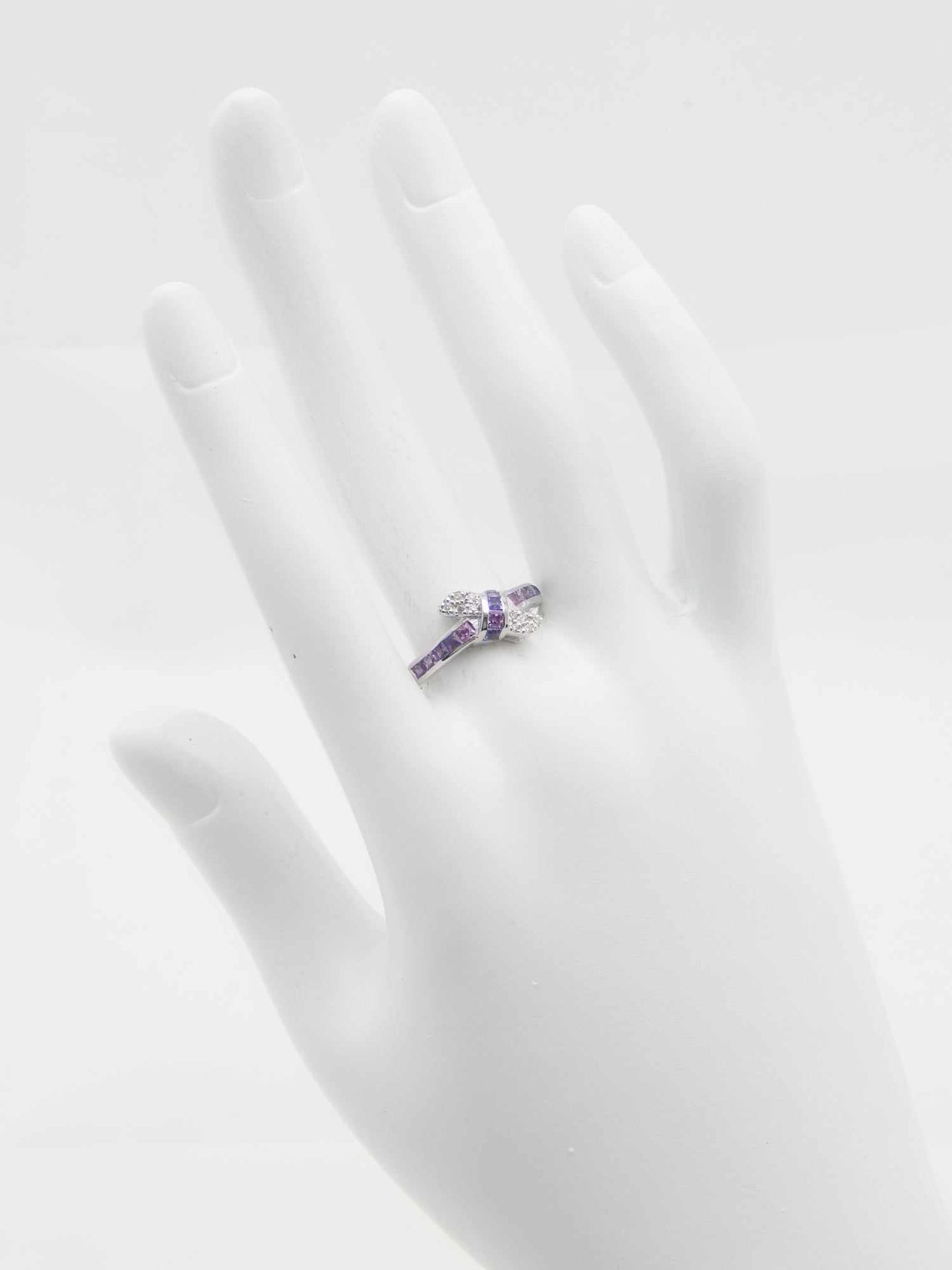 Genuine Pink and Purple Sapphire Love Knot Ring in 925 Sterling Silver - Jūratė Amber