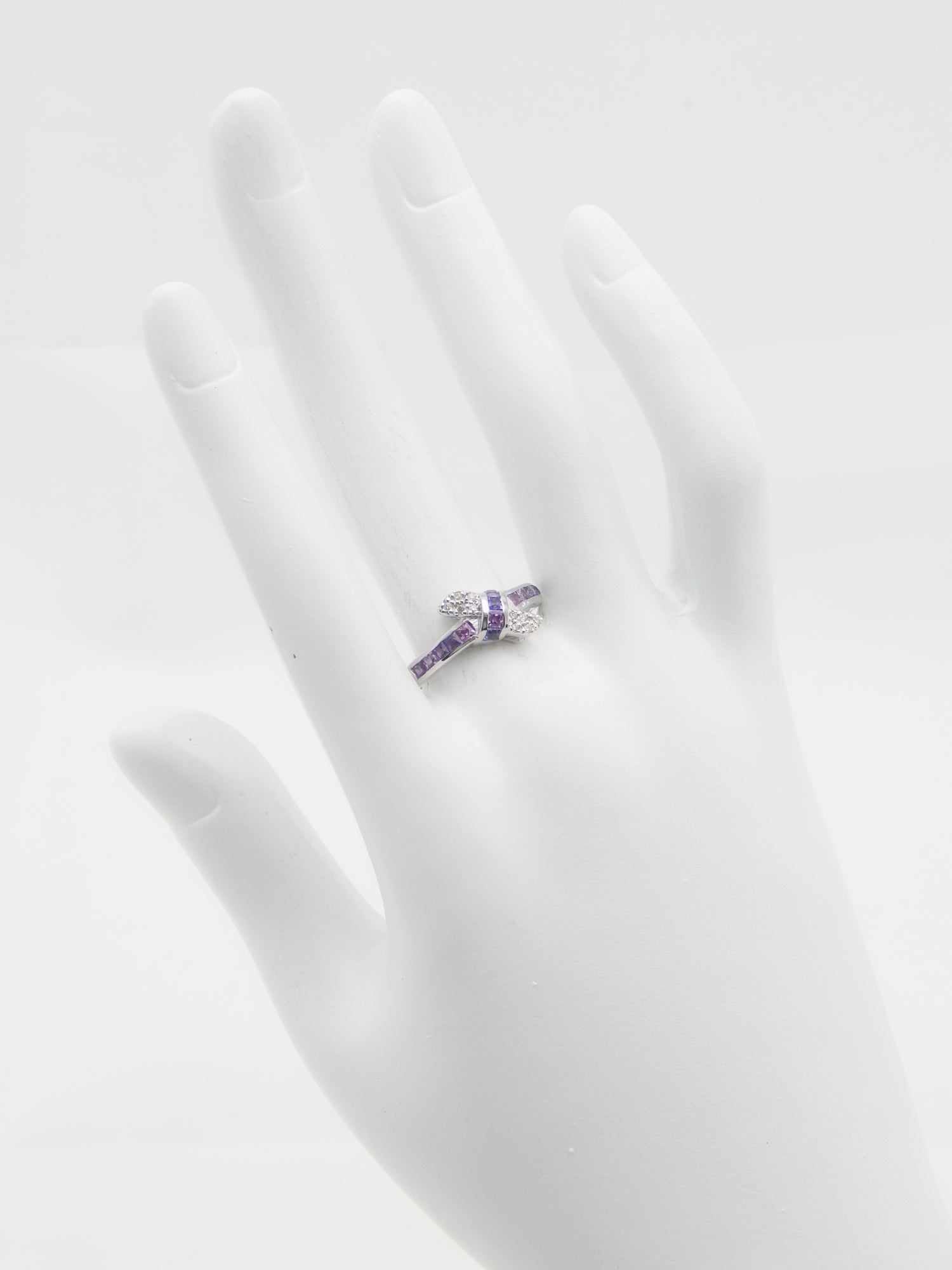 Genuine Pink and Purple Sapphire Love Knot Ring in 925 Sterling Silver - Jūratė Amber