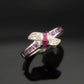 Genuine Pink and Purple Sapphire Love Knot Ring in 925 Sterling Silver - Jūratė Amber