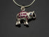 Sapphire Happy Elephant Necklace with rubies in sterling silver.