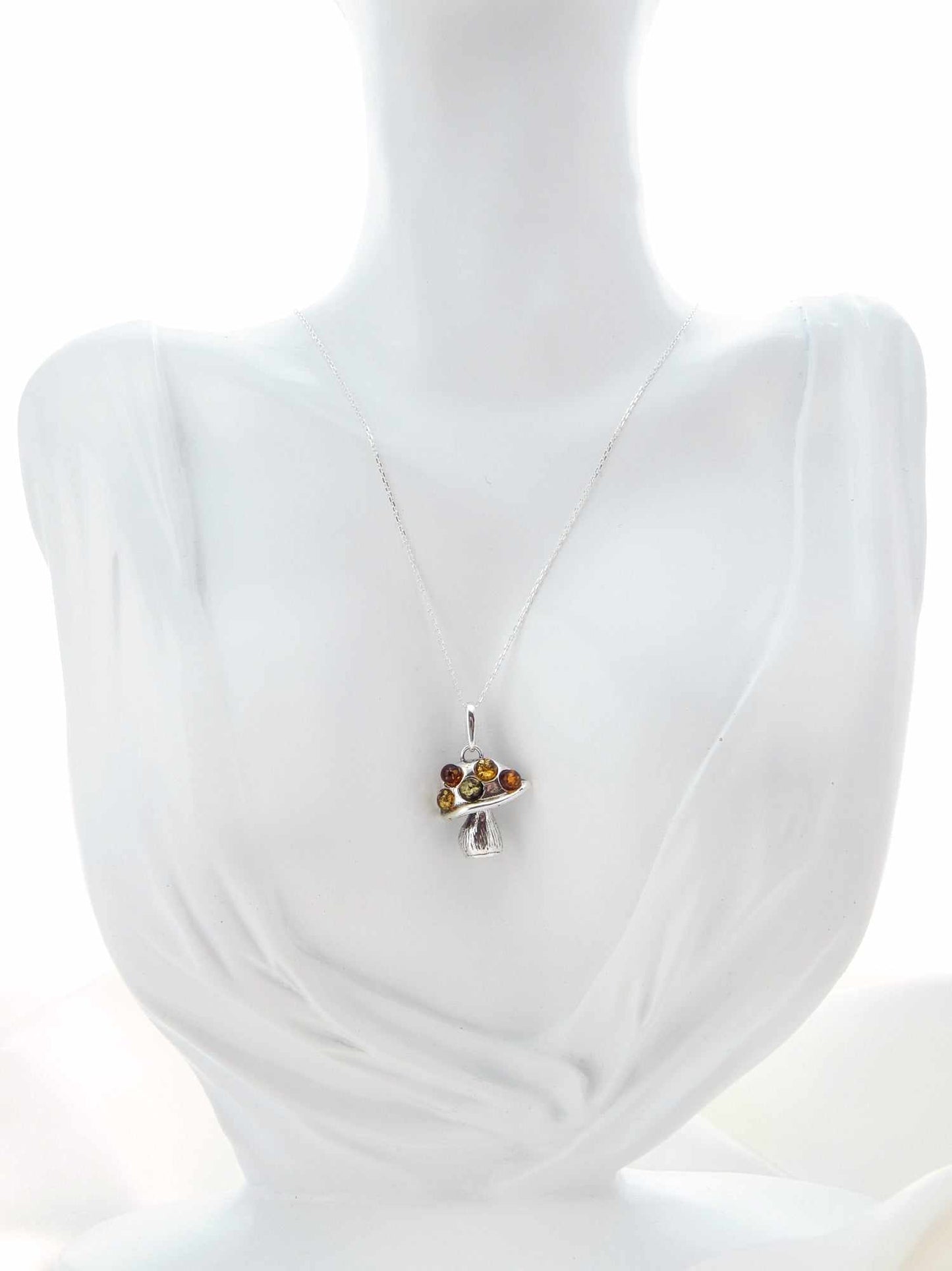 Natural Baltic Multicolor Amber Magic Mushroom Necklace - Jūratė Amber