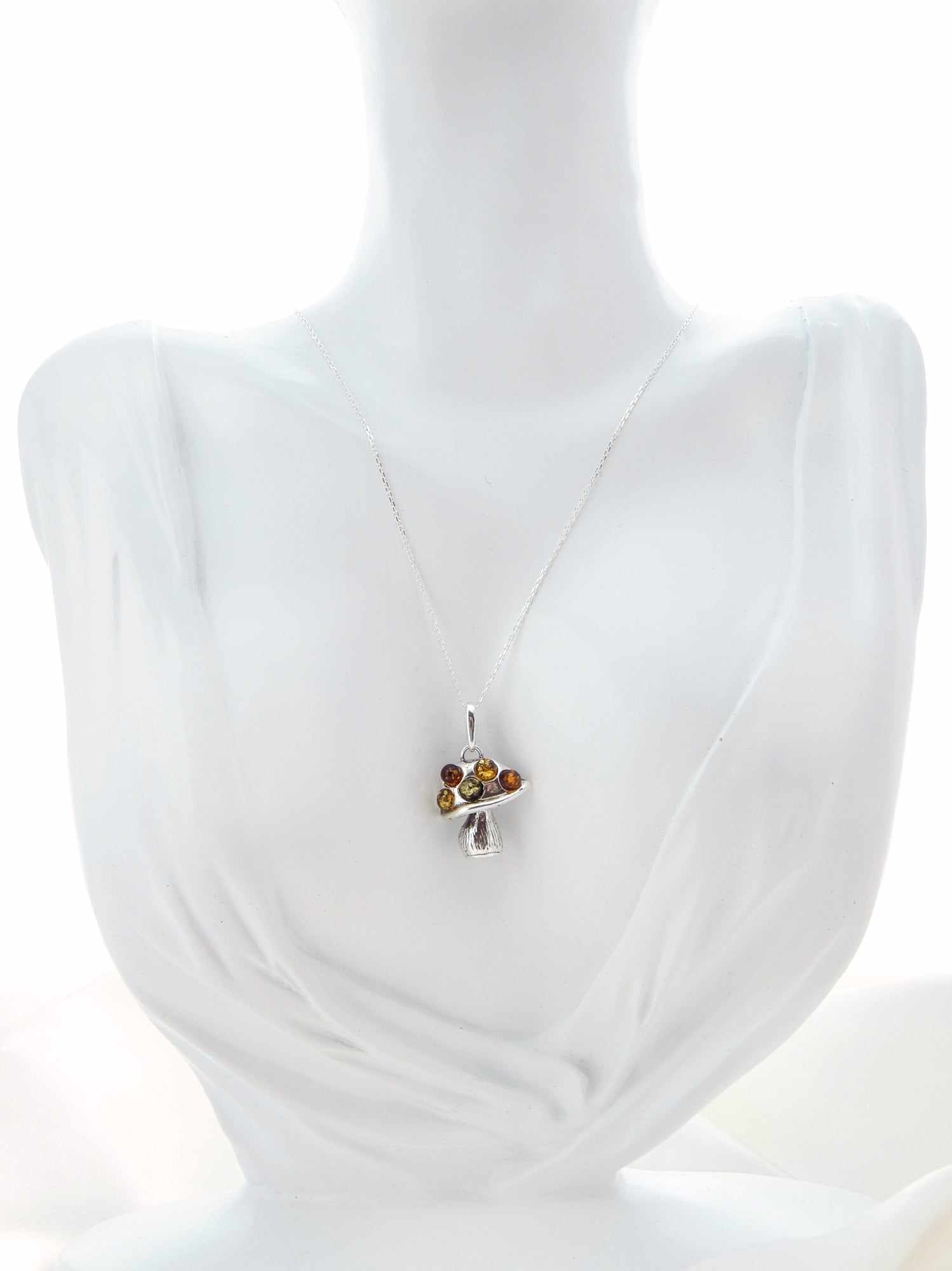 Natural Baltic Multicolor Amber Magic Mushroom Necklace - Jūratė Amber