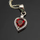 Natural Garnet and Diamond Heart Necklace in 925 Sterling Silver - Jūratė Amber