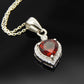Natural Garnet and Diamond Heart Necklace in 925 Sterling Silver - Jūratė Amber