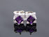 Cushion cut purple amethyst stud earrings in 925 sterling silver with cubic zirconia accents.